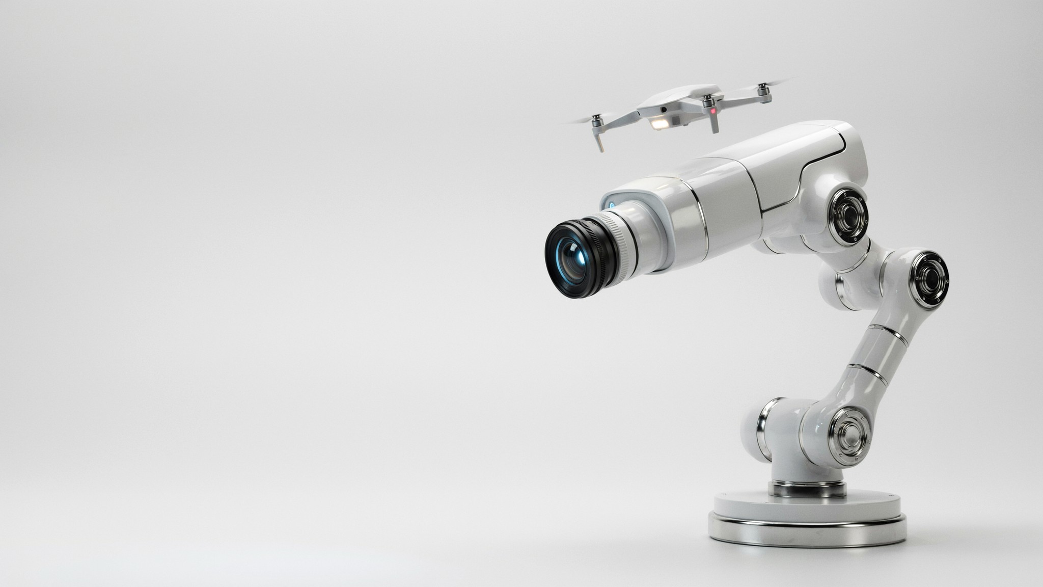 Robotic hand operating camera equipment — creative production, photography and video, Johannesburg