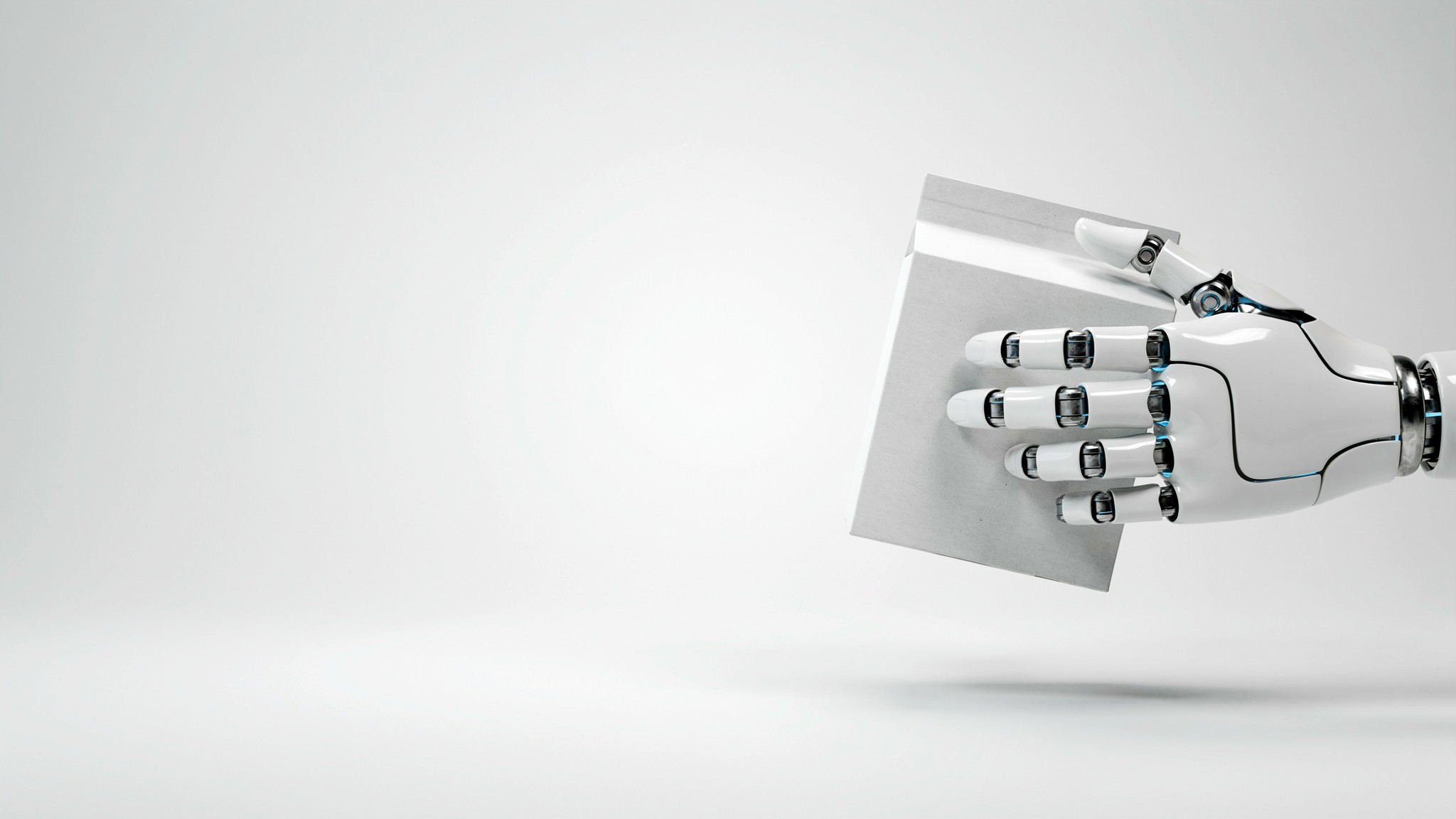 Robotic hand rotating a product carton — packaging design services, Johannesburg